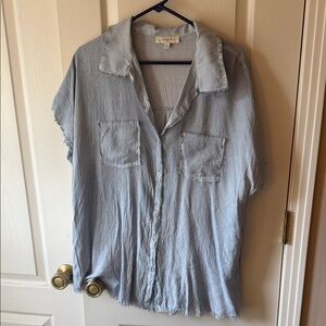Umgee Light Blue Casual Button Down Shirt